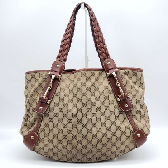 100% Authentic Gucci Leather and Canvas Brown Shoulder Bag #0650 - Picture 2 of 15